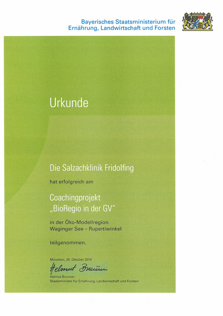 Urkunde Coaching Bioregio Waginger See - Ruhpertiwinkel